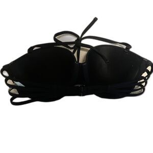 Shade & Shore Swim Bra 36C Black Bikini Underwire Halter Resortwear Beach